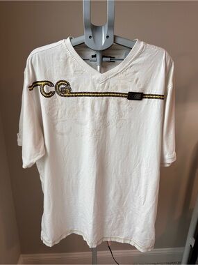 Vintage Y2K Coogi T Shirt 2XL White Embroidered Hip Hop Streetwear Cotton GUC